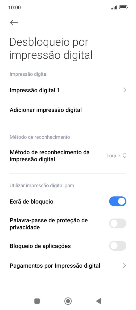 Prima os indicadores junto às definições pretendidas para as ativar ou desativar.
