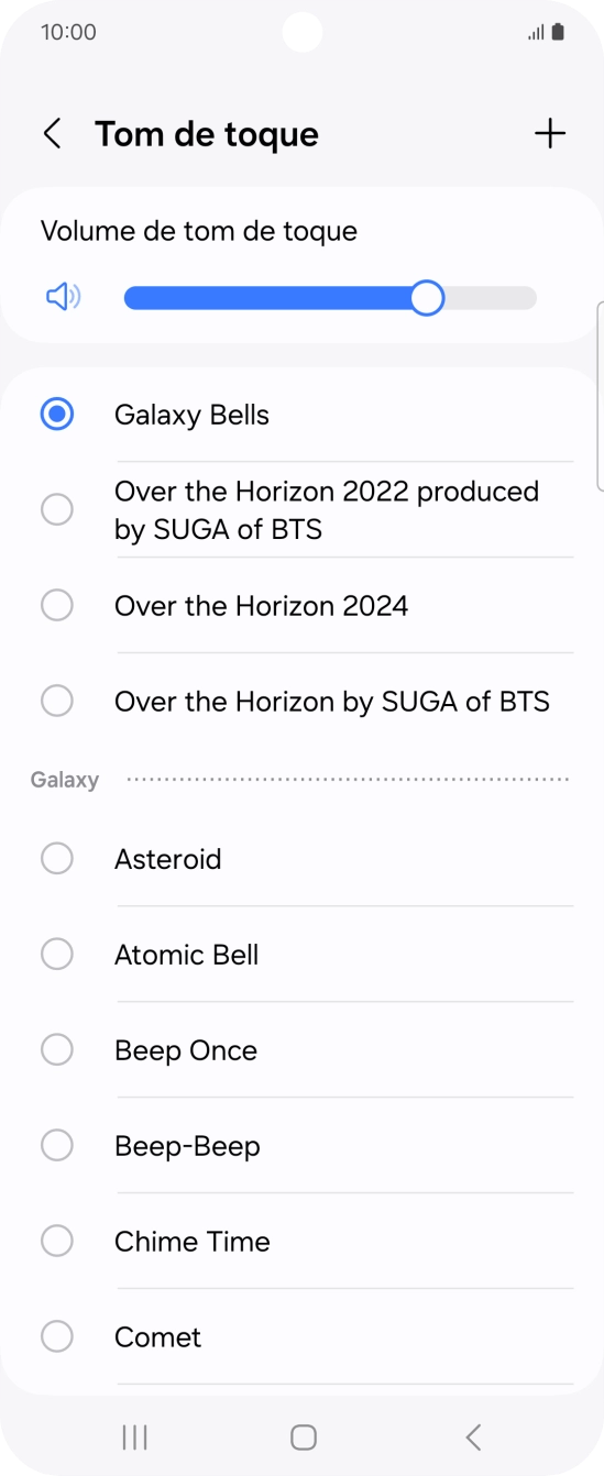 Prima os tons de toque pretendidos para os ouvir.