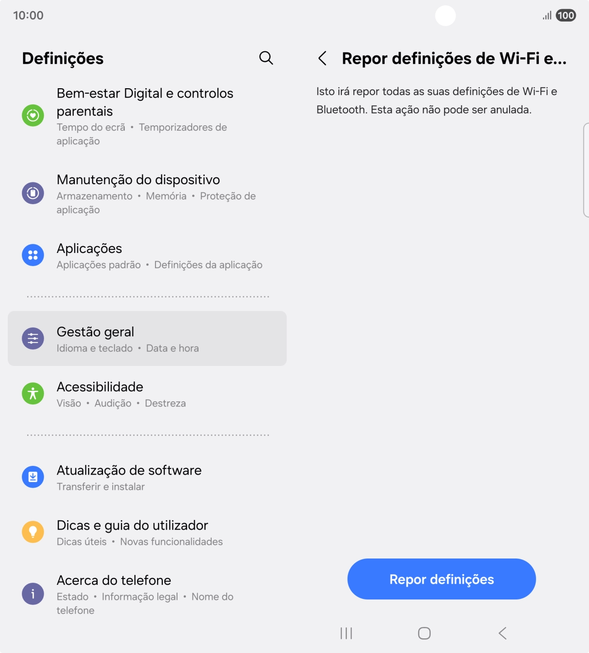 Prima Repor definições.