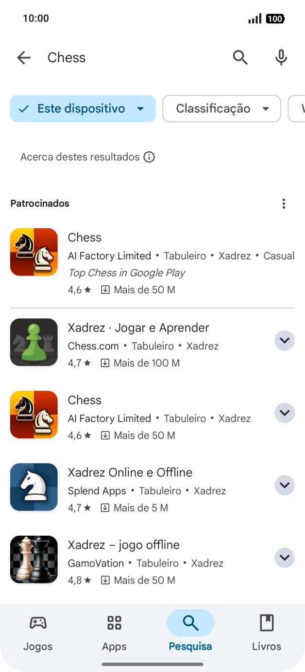 Prima a app pretendida.