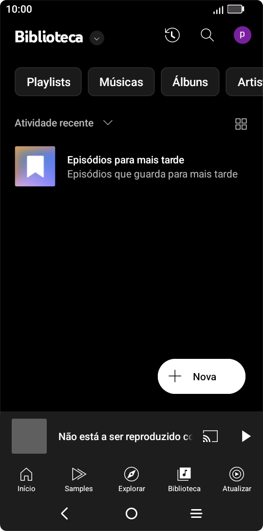 Prima a lista suspensa.