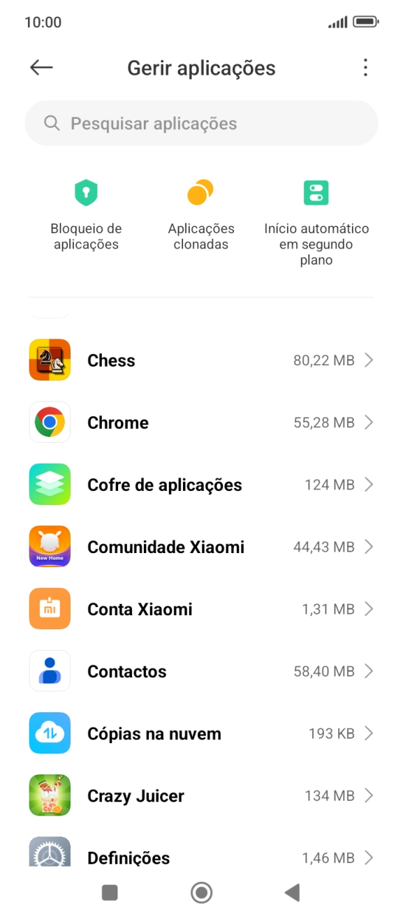 Prima a app pretendida.