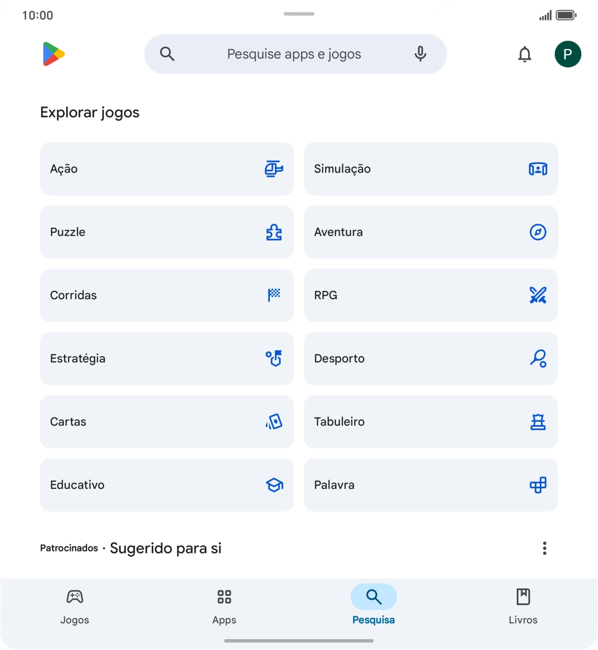 Prima a caixa de pesquisa.
