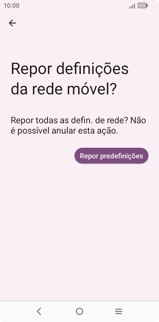 Prima Repor predefinições.