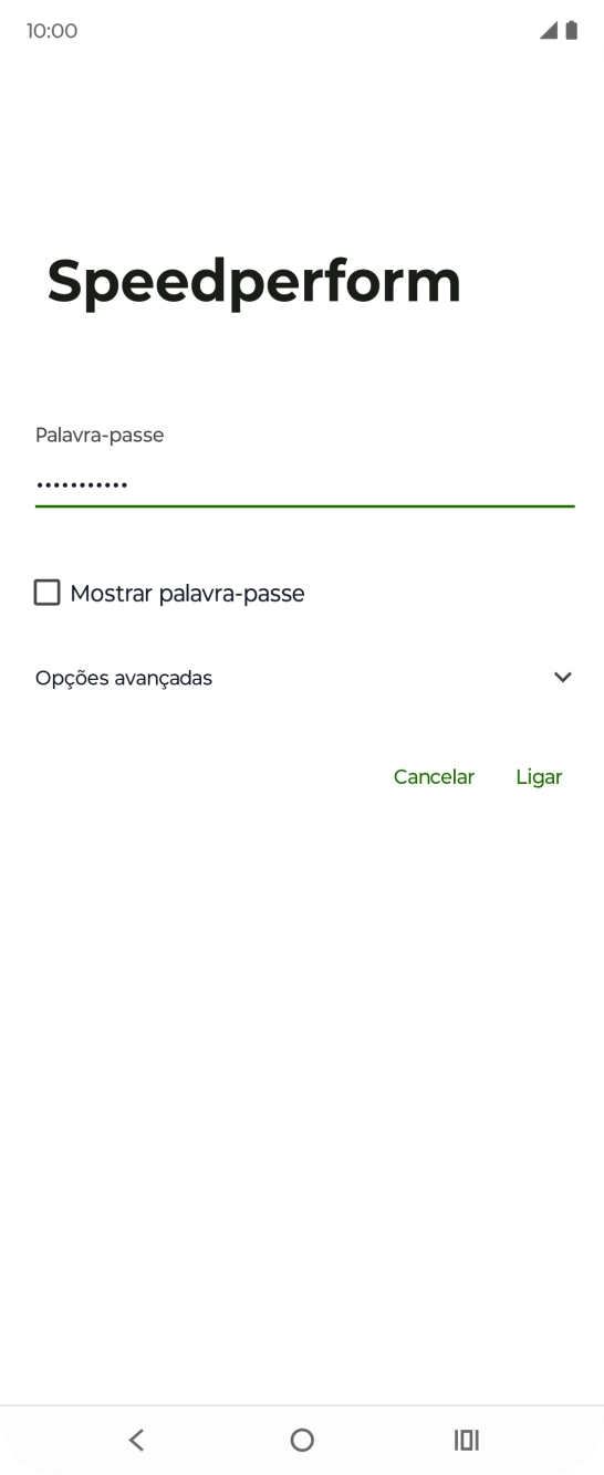 Introduza a password da rede Wi-Fi e prima Ligar.