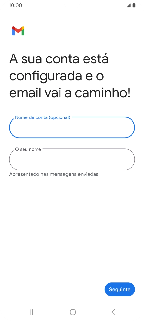 Prima O seu nome e introduza o nome do remetente pretendido.