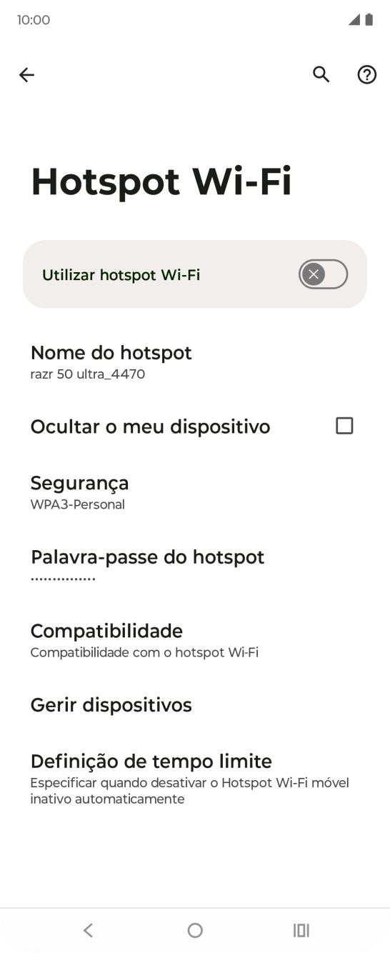 Prima Palavra-passe do hotspot.