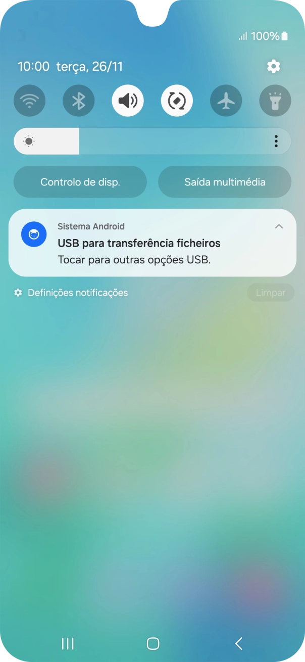 Prima Tocar para outras opções USB..