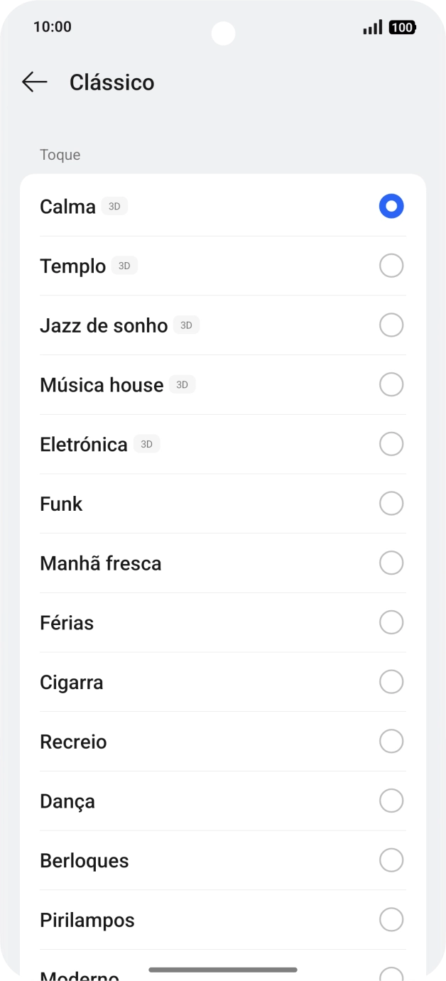 Prima os tons de toque pretendidos para os ouvir.