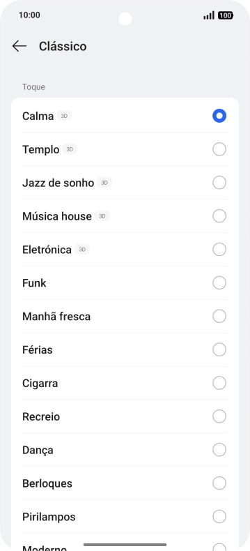 Prima os tons de toque pretendidos para os ouvir.