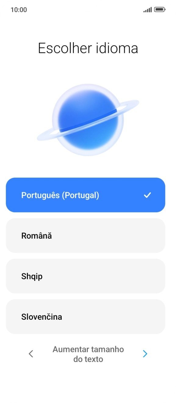 Prima o idioma pretendido.