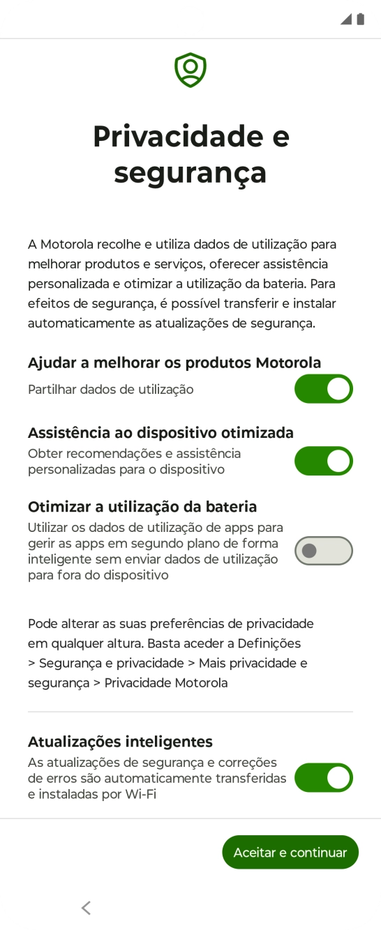 Prima os indicadores ao lado das definições pretendidas para as selecionar.