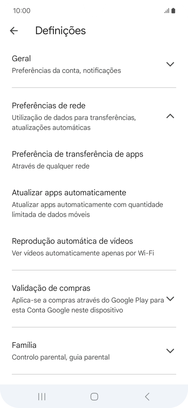 Prima Atualizar apps automaticamente.