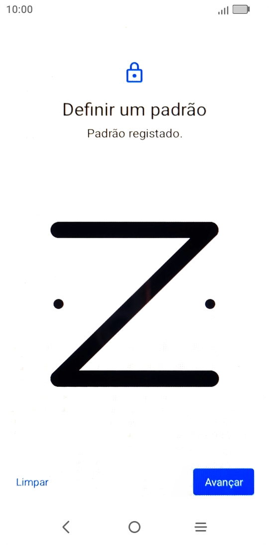 Deslize o dedo no ecrã ligando pelo menos quatro pontos e prima Avançar.