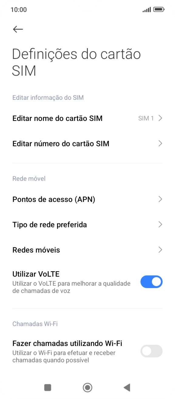 Prima Tipo de rede preferida.