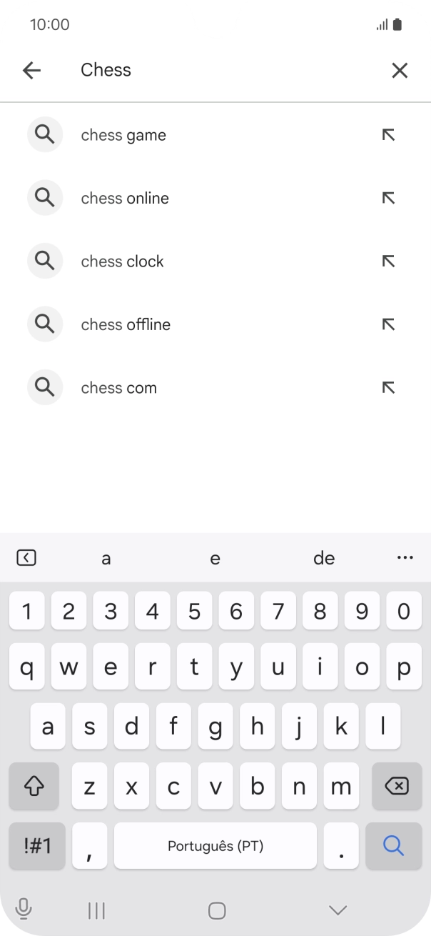 Introduza o nome ou categoria da app pretendida e prima o ícone para pesquisar.