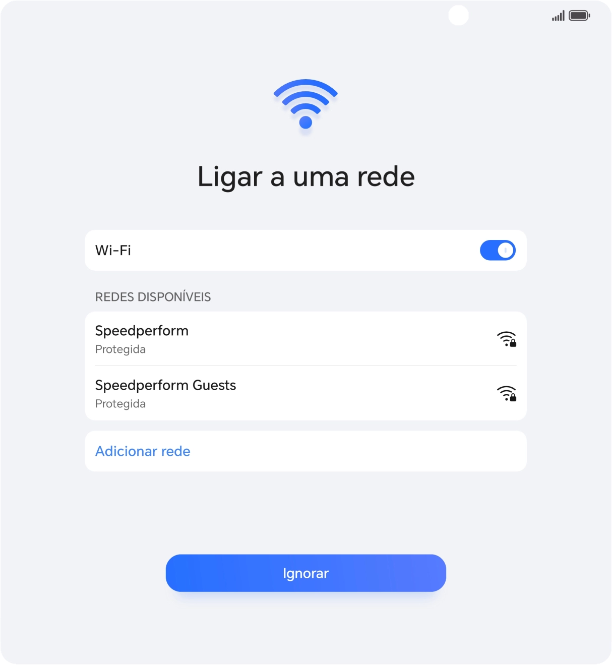 Prima a rede pretendida.