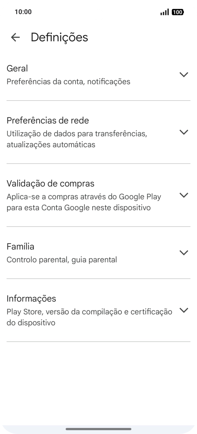 Prima Preferências de rede.
