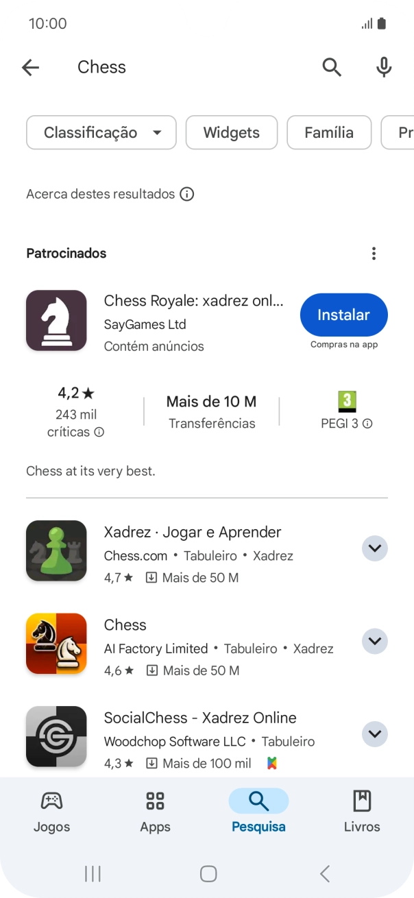 Prima a app pretendida.