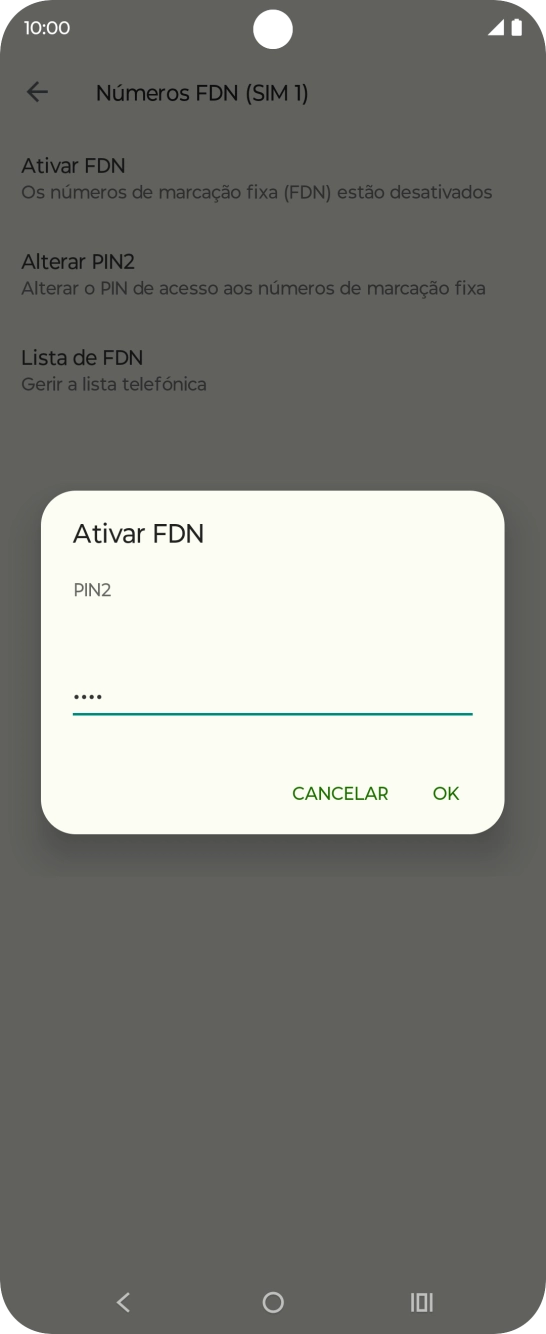 Introduza o código PIN2 e prima OK.