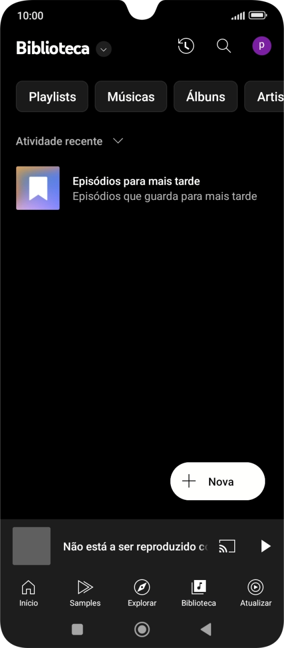 Prima a lista suspensa.