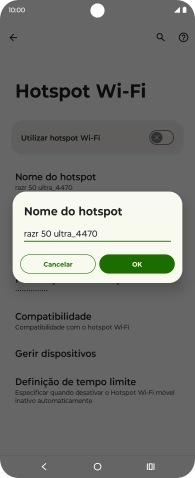 Introduza o nome pretendido do hotspot Wi-Fi e prima OK.