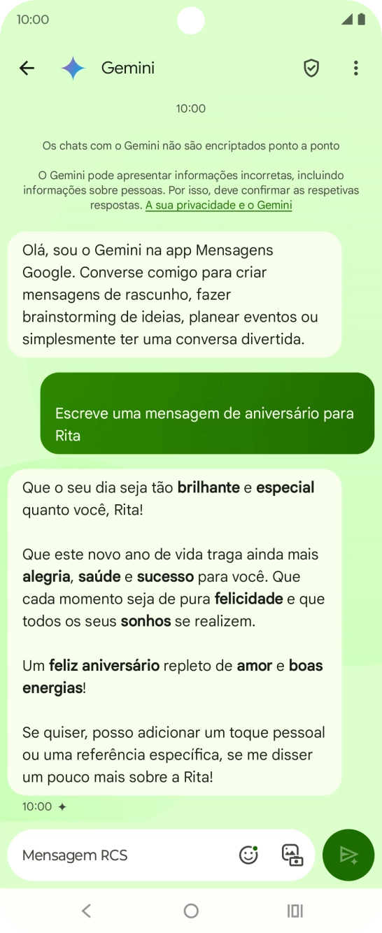 As sugestões de texto da Gemini são agora mostradas no ecrã.