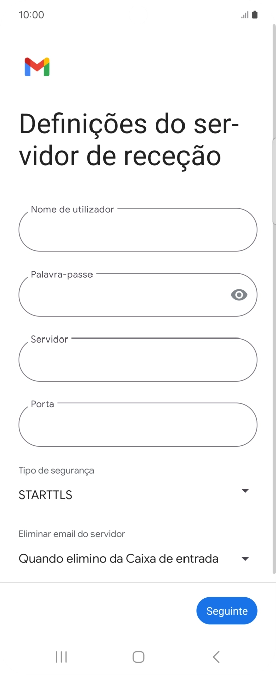 Prima Nome de utilizador e introduza o nome de utilizador da sua conta de e-mail na Vodafone.