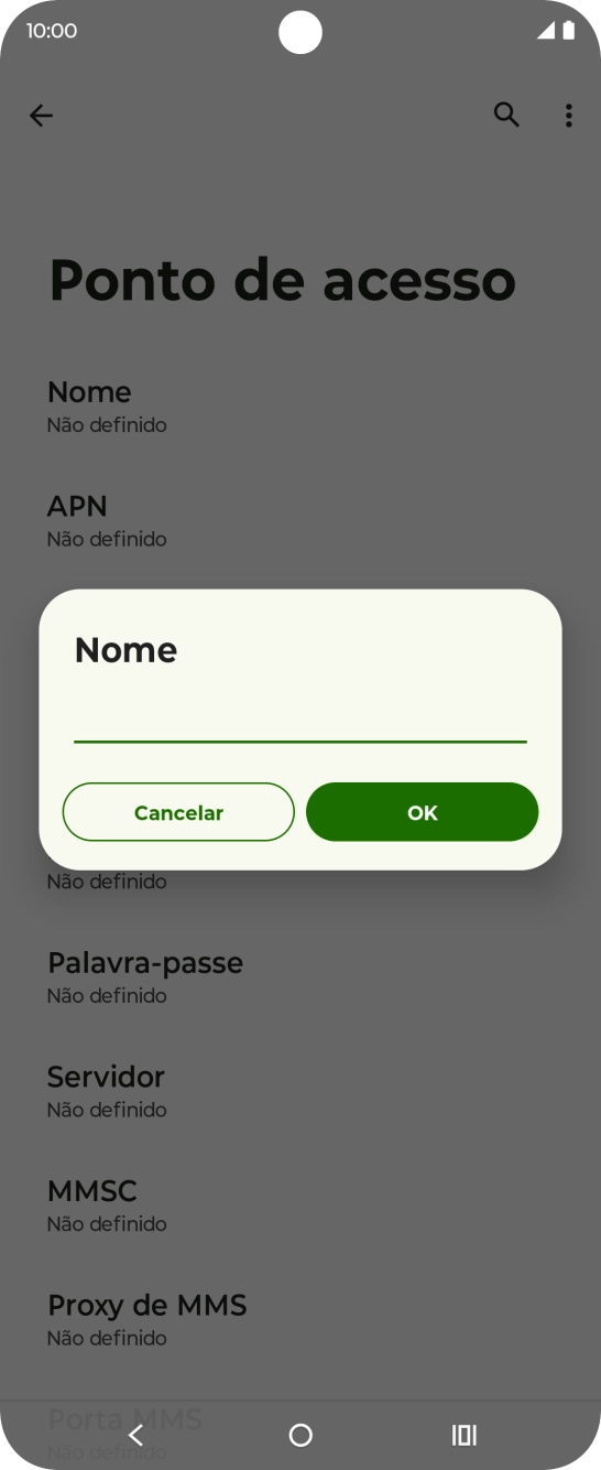 Introduza Vodafone Internet e prima OK.