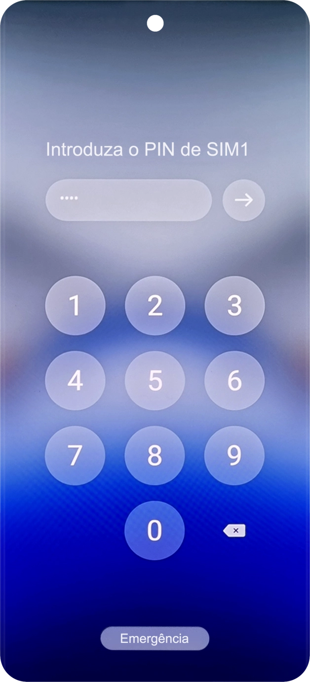 Se solicitado, deve introduzir o código PIN e premir a seta para a direita.