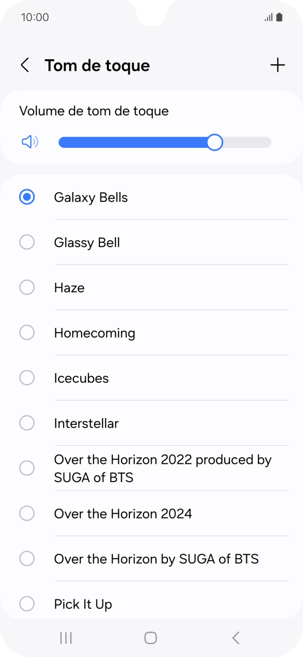 Prima os tons de toque pretendidos para os ouvir.