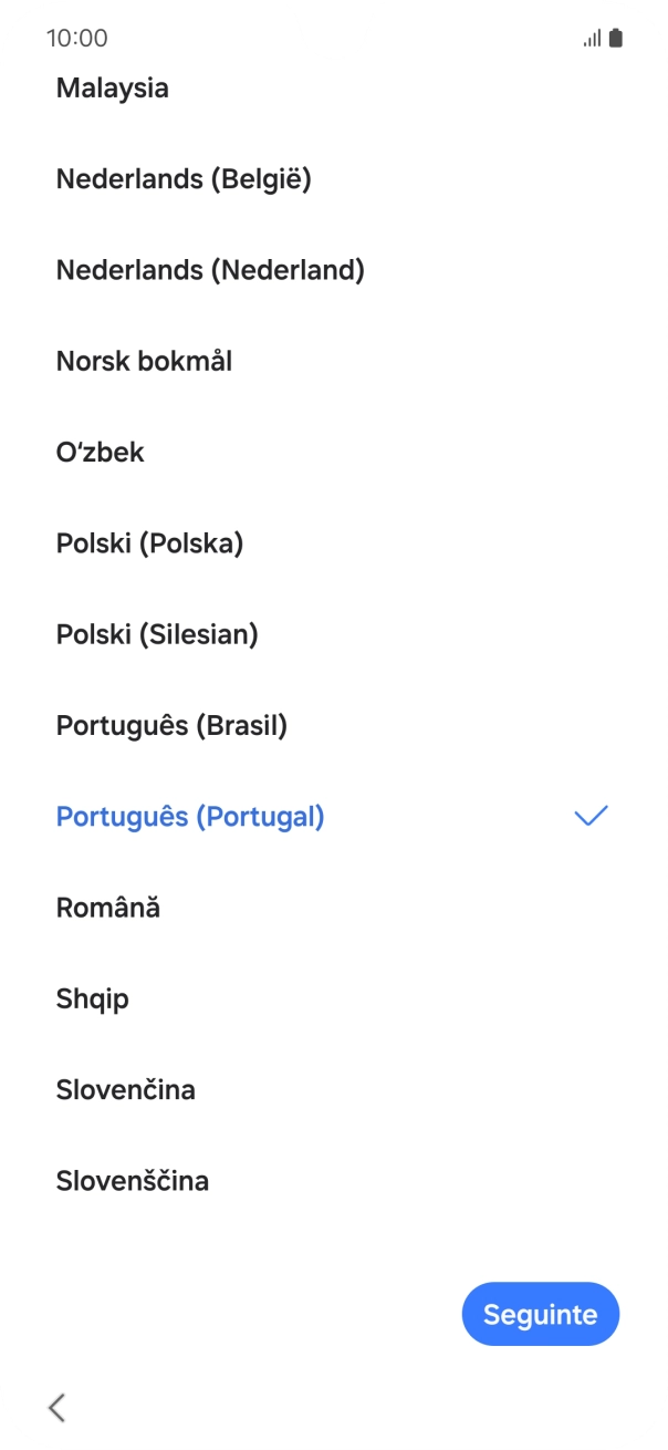 Prima o idioma pretendido.
