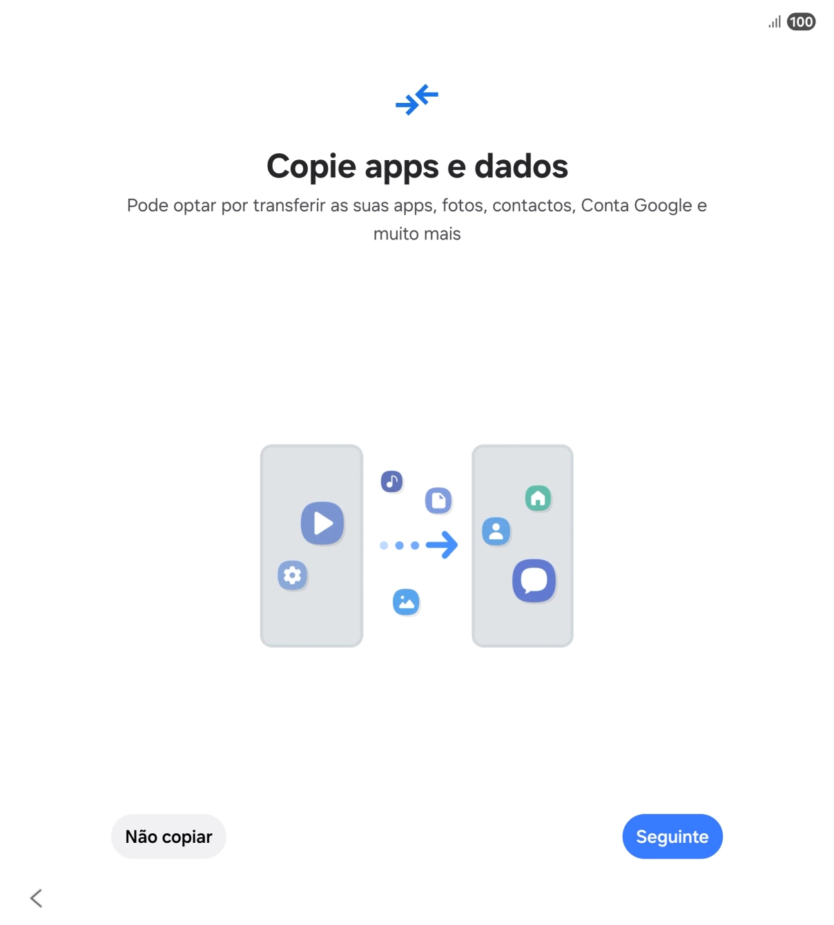 Prima Não copiar e siga as indicações no ecrã para terminar a ativação.