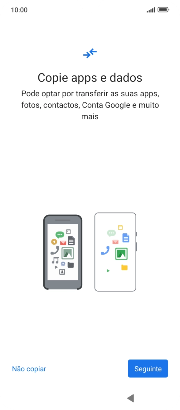 É possível transferir conteúdo de outro telefone quando o telefone for ativado antes da primeira utilização e quando o telefone tiver sido reiniciado. Quando esta imagem for mostrada no ecrã, o telefone está pronto para transferir conteúdo de outro telefone.