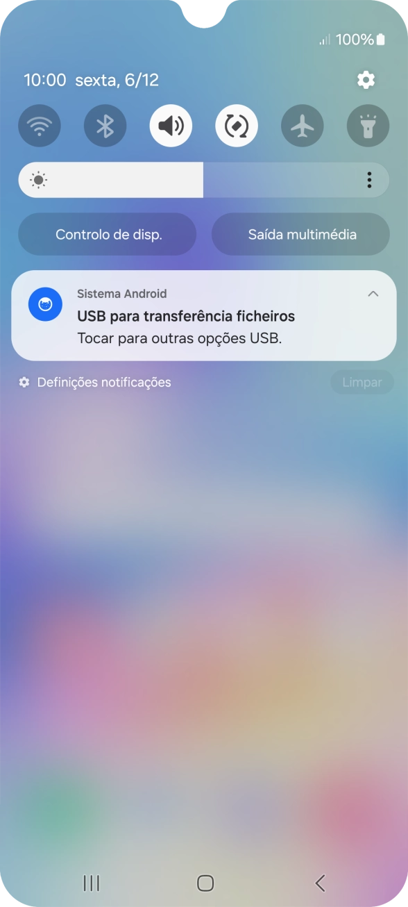 Prima Tocar para outras opções USB..
