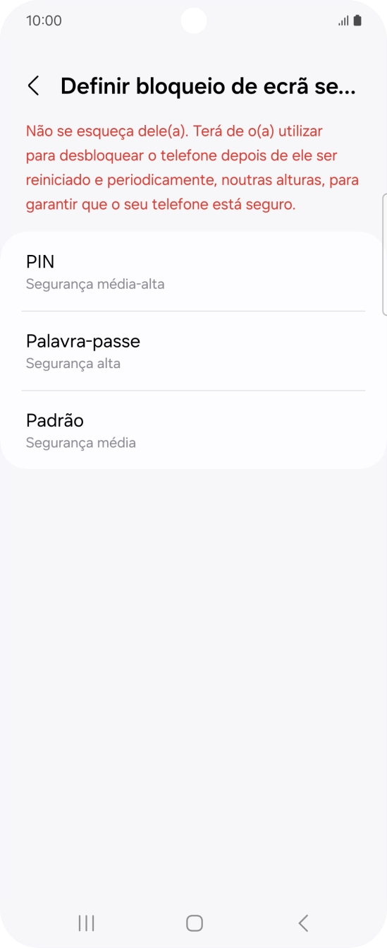 Prima o código de bloqueio do telefone pretendido e siga as indicações no ecrã para estabelecer um código de bloqueio adicional.
