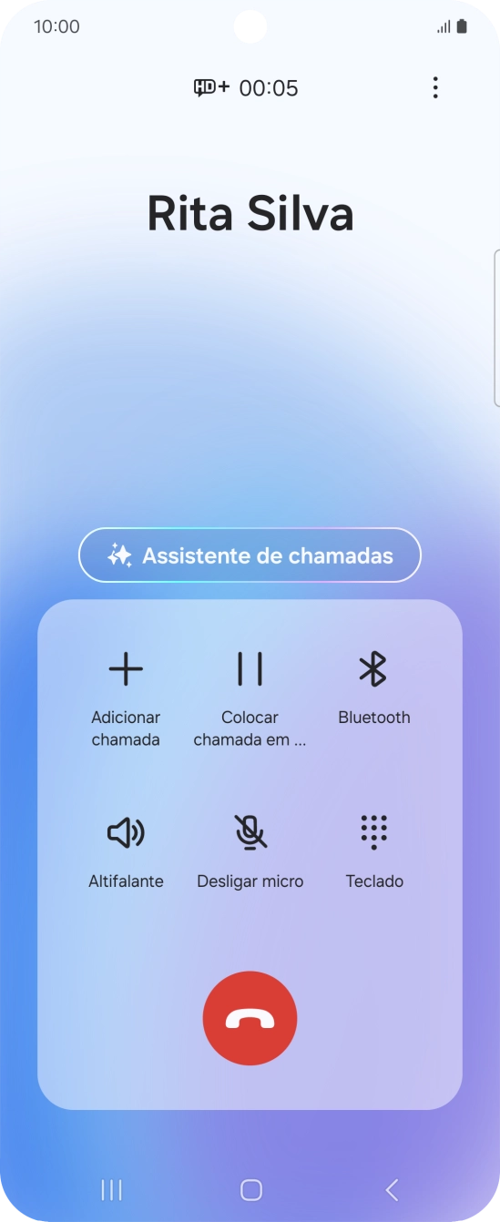 Prima Assistente de chamadas durante uma chamada.