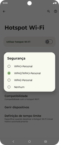 Prima WPA3-Personal para proteger o hotspot Wi-Fi com uma password.