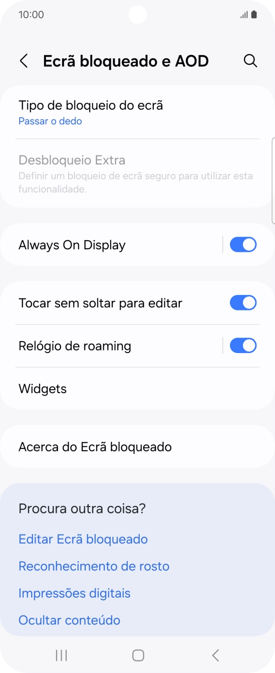 Prima Tipo de bloqueio do ecrã.