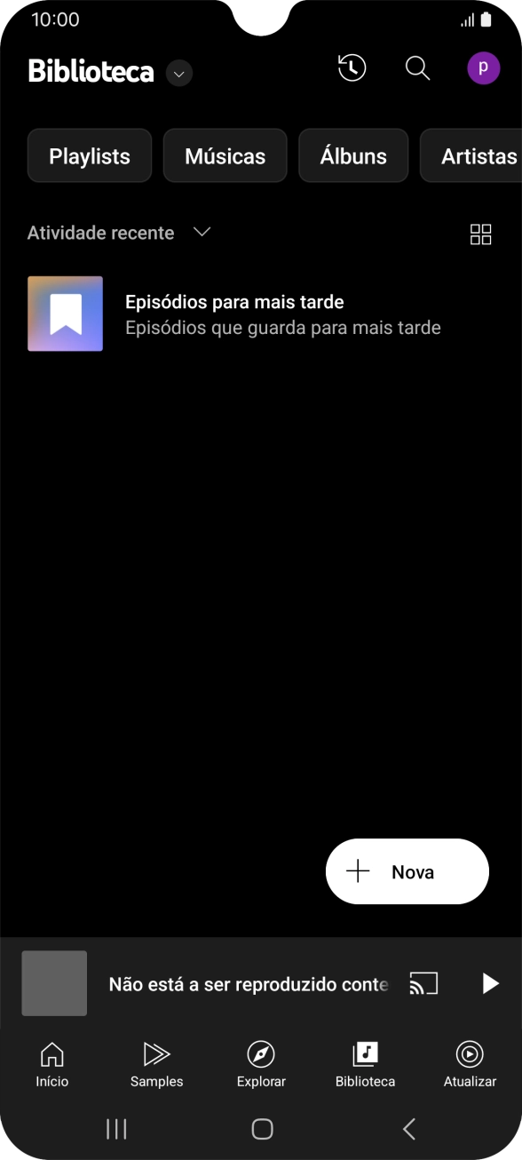 Prima a lista suspensa.