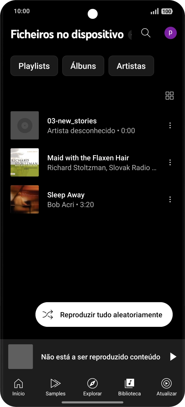 Prima o ficheiro de música pretendido.