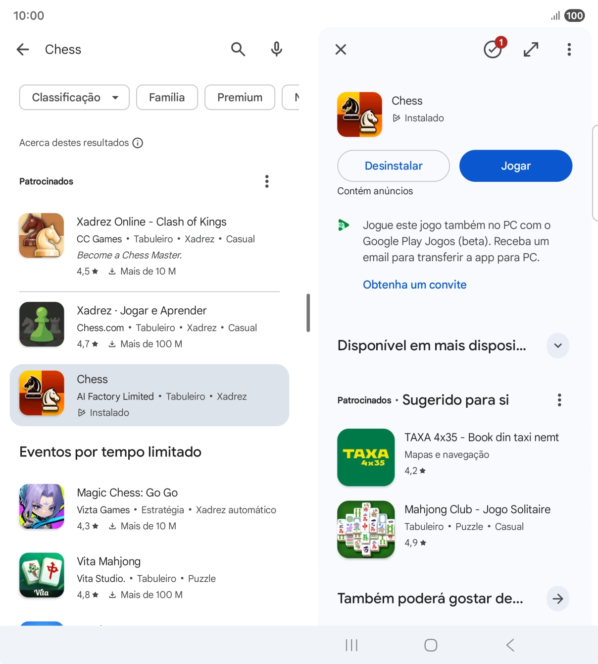 Prima a tecla de início para terminar e voltar ao ecrã inicial.