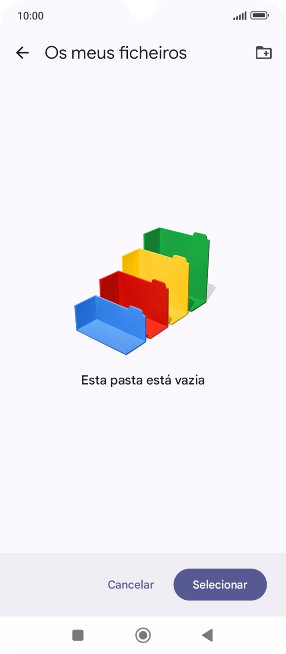 Se quiser criar uma nova pasta, prima o ícone de nova pasta e siga as indicações no ecrã para criar uma nova pasta.