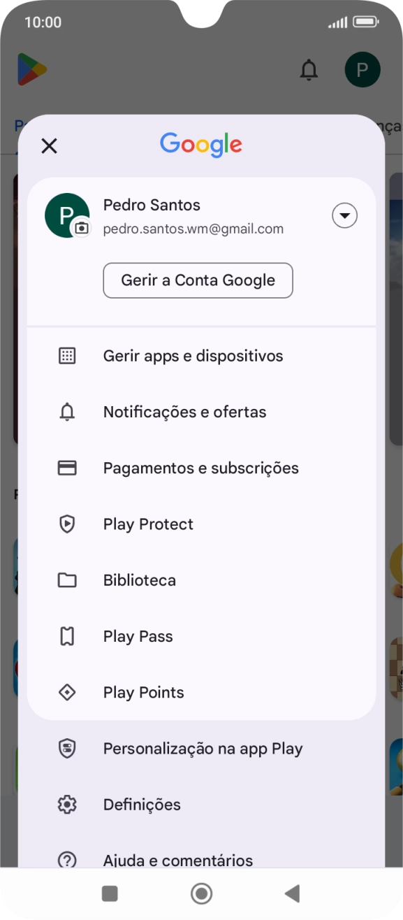 Prima Gerir apps e dispositivos.
