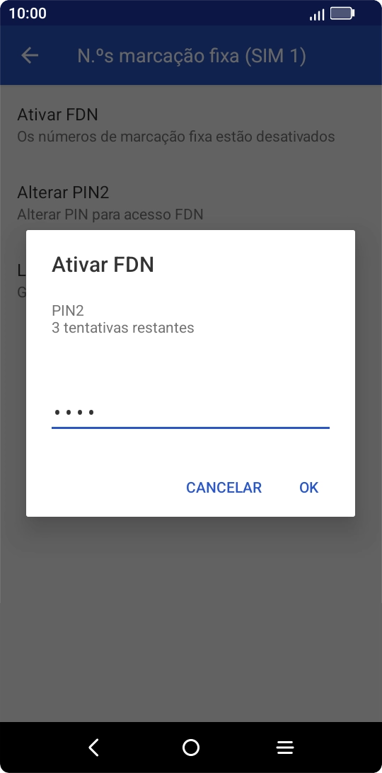 Introduza o código PIN2 e prima OK.