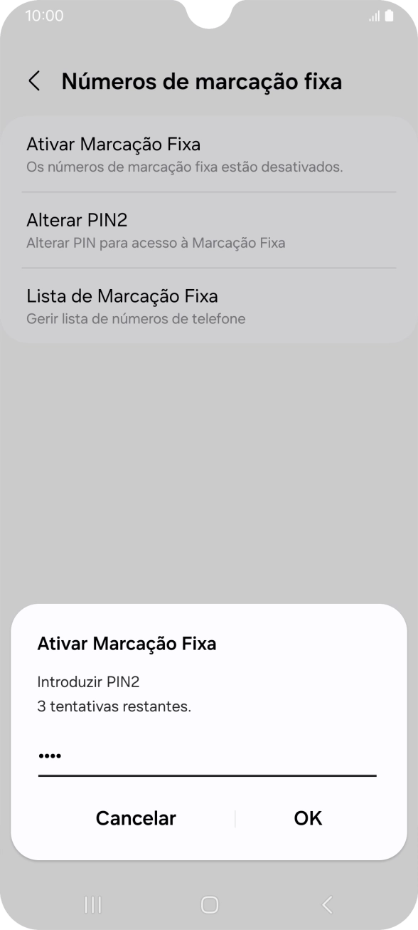 Introduza o código PIN2 e prima OK.