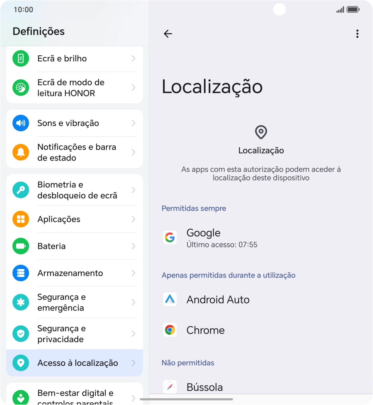 Prima a app pretendida.