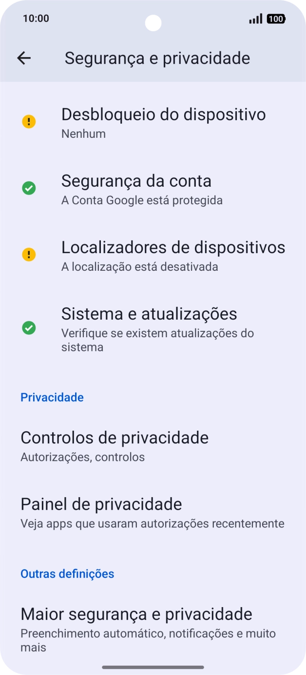 Prima Desbloqueio do dispositivo.