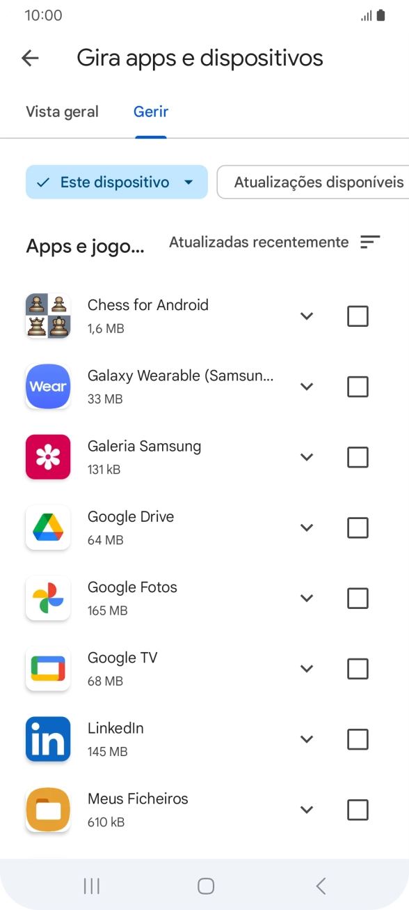 Prima a app pretendida.