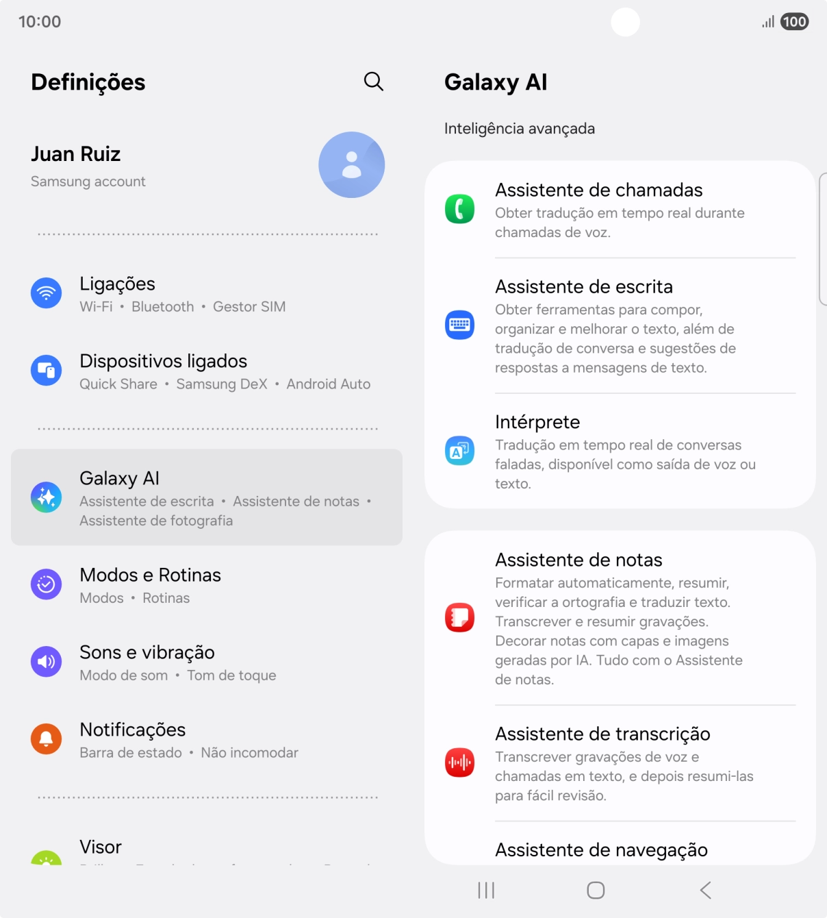 Diversos exemplos de utilização da IA Galaxysão agora mostrados no ecrã.